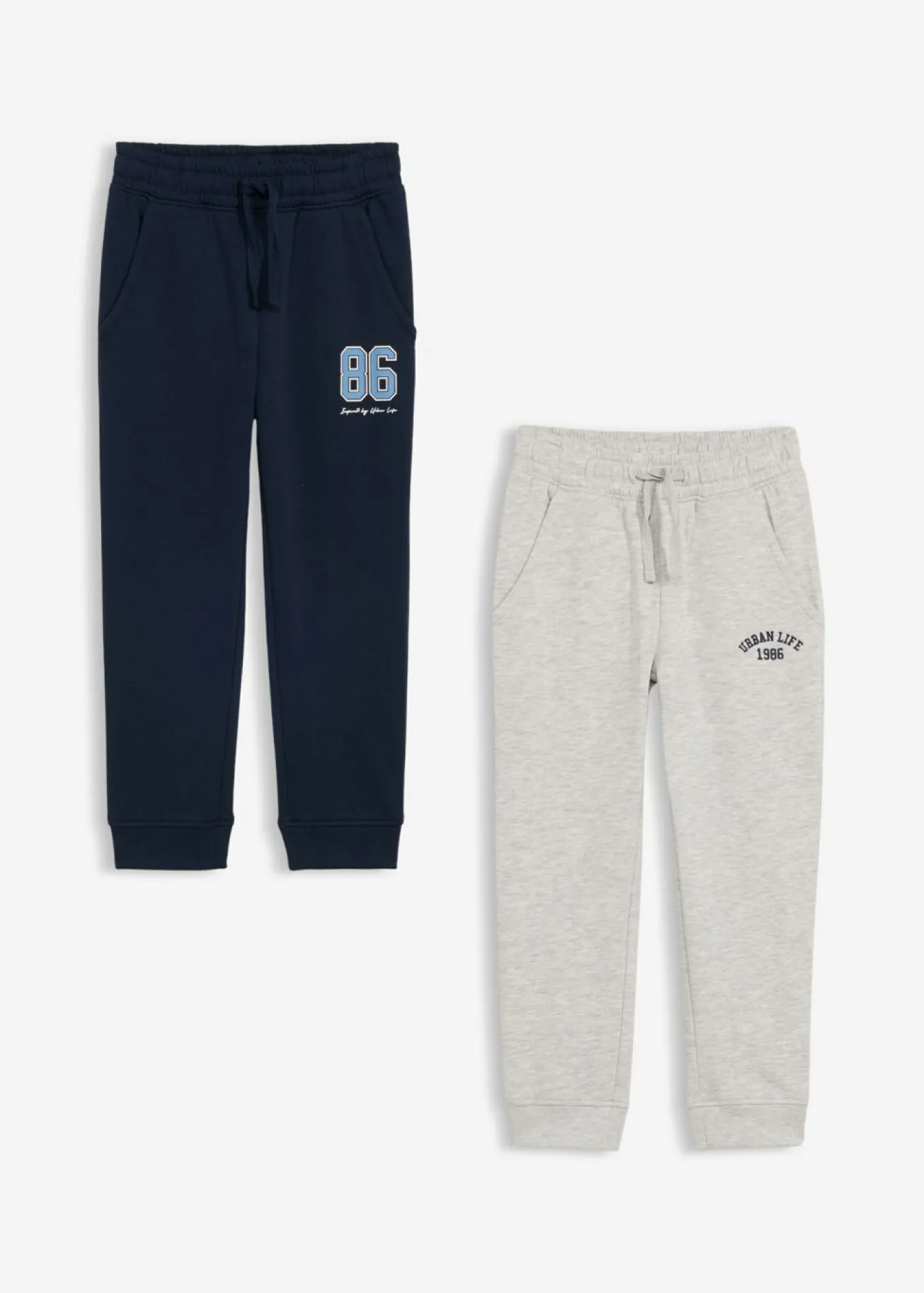 bonprix bonprix Ropa 2 A 9 Años·Vaqueros Y Pantalones|Ropa 2 A 9 Años·Multipack>Pantalón de chándal en suave mezcla de algodón (2 unidades) Azul marino+gris claro jaspeado