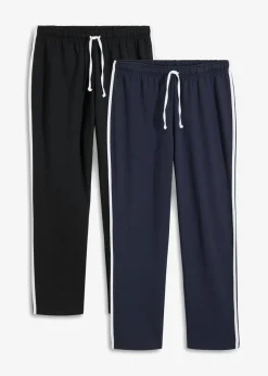 Hombre bonprix bonprix Pantalón de chándal loose fit con detalles en contraste (2 unidades)
