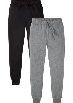 bonprix bonprix Básicos En Rebajas|Ropa Deportiva>Pantalón de chándal (2 unidades) Gris jaspeado+negro