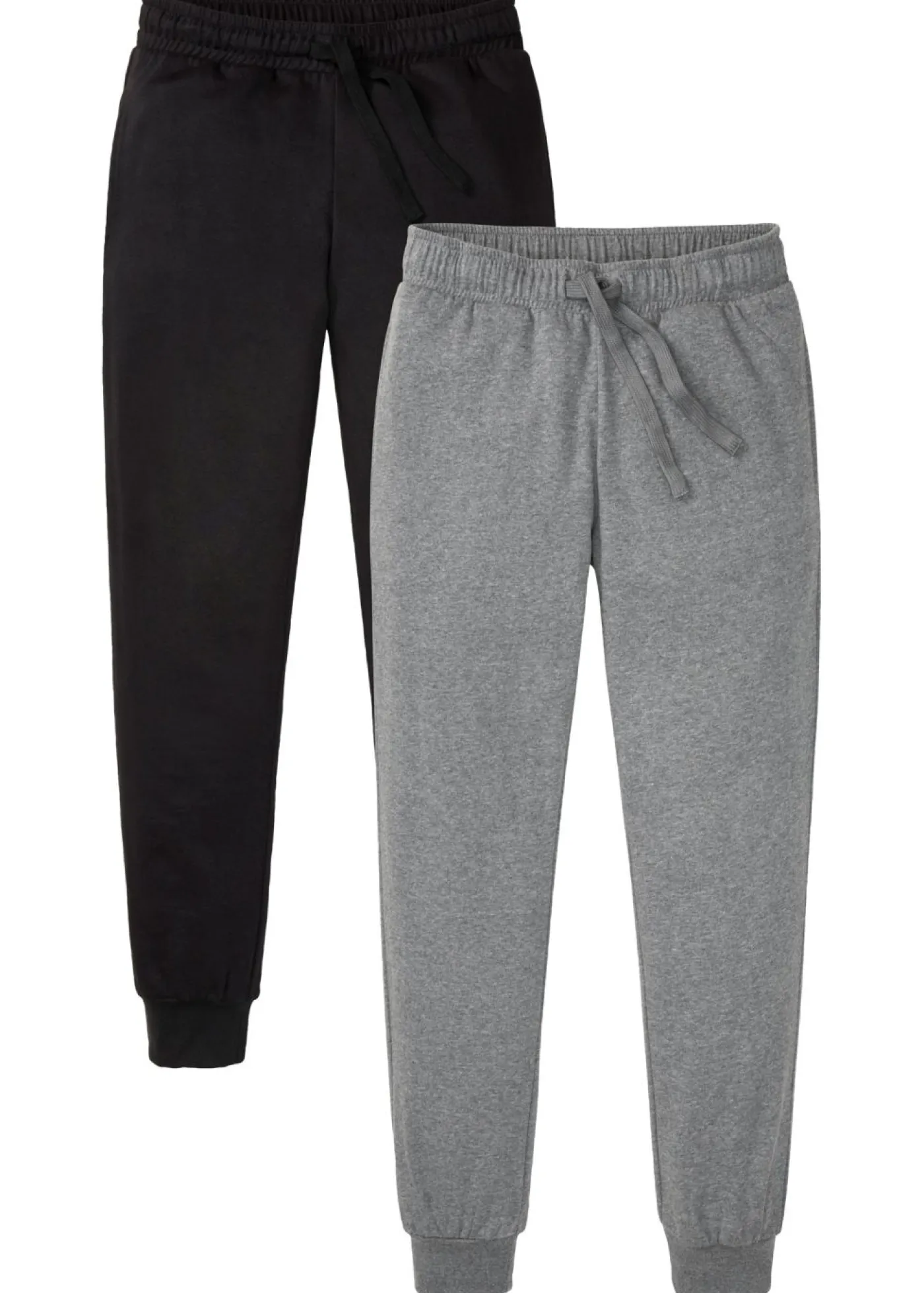 bonprix bonprix Básicos En Rebajas|Ropa Deportiva>Pantalón de chándal (2 unidades) Gris jaspeado+negro