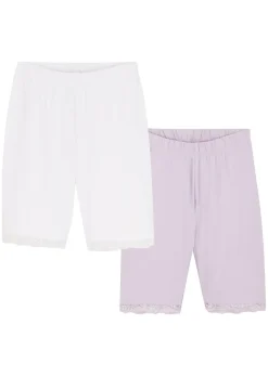 bonprix bonprix Ropa 9 A 16 Años·Packs De Ropa>Pantalón de ciclismo de algodón orgánico (2 unidades) Blanco-lila pastel
