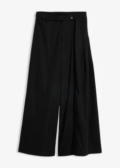 bonprix bonprix Esenciales|Pantalones>Pantalón de corte ancho con cintura cómoda Negro