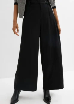 bonprix bonprix Esenciales|Pantalones>Pantalón de corte ancho con cintura cómoda Negro