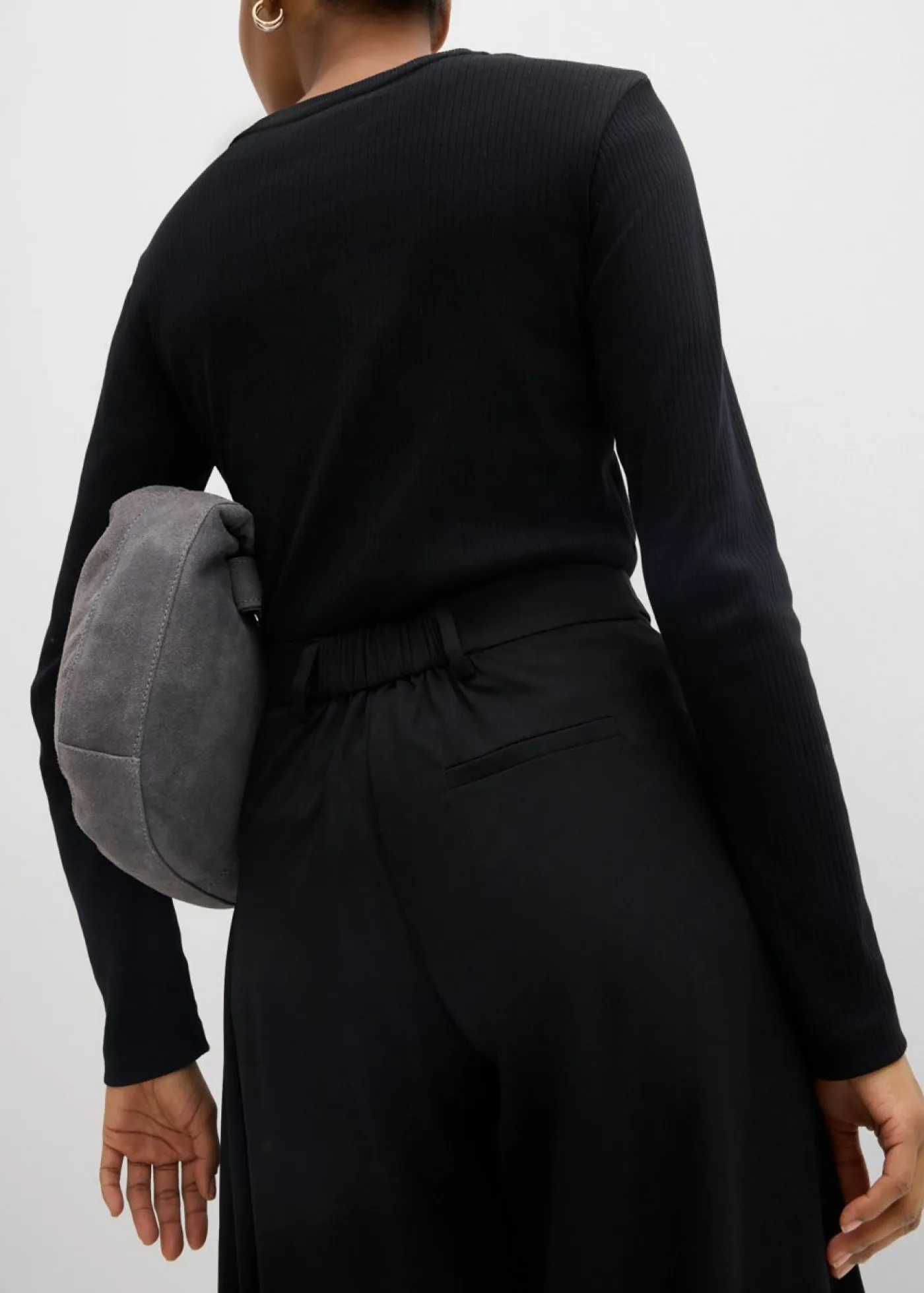 bonprix bonprix Esenciales|Pantalones>Pantalón de corte ancho con cintura cómoda Negro