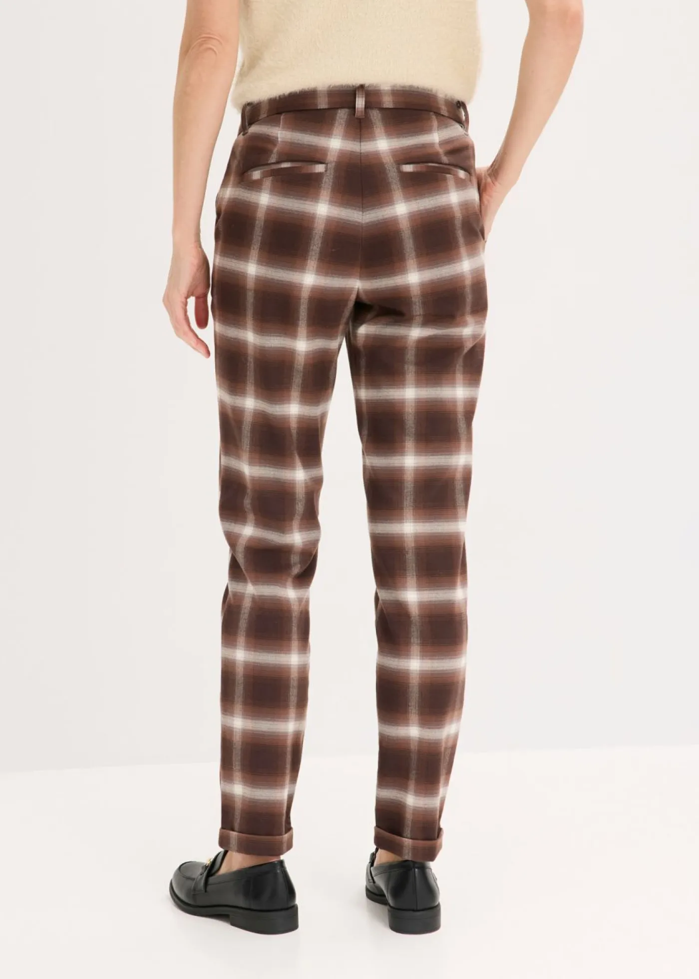 Mujer bonprix bonprix Pantalón de cuadros con dobladillos