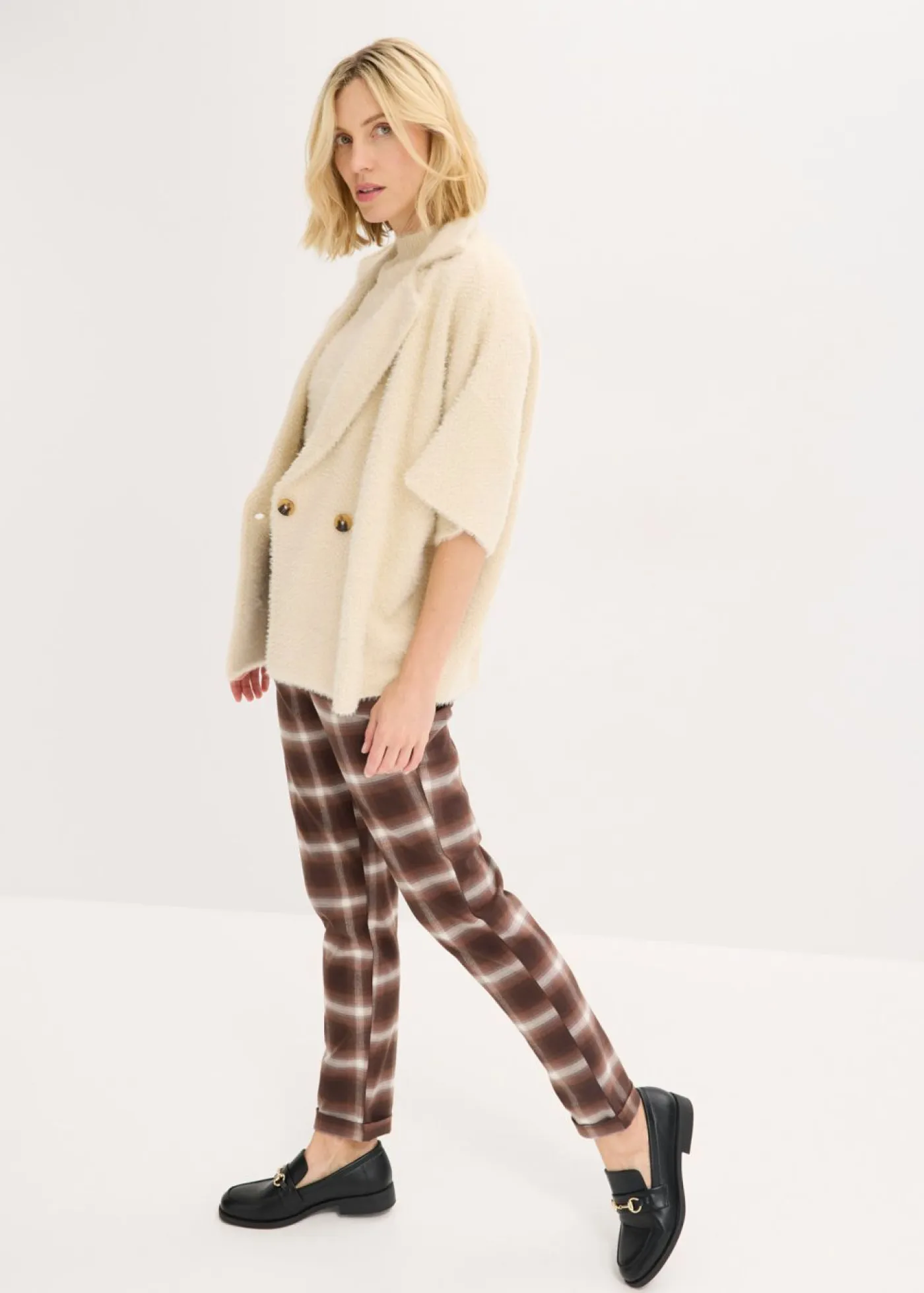 Mujer bonprix bonprix Pantalón de cuadros con dobladillos