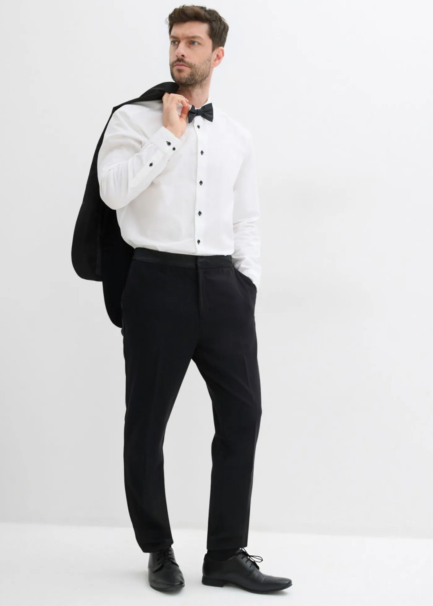 bonprix bonprix Trajes|Pantalones>Pantalón de esmoquin con contenido de elastano y corte ajustado Negro