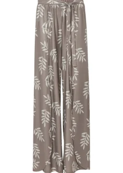 bonprix bonprix Pantalones>Pantalón de estilo palazzo Marrón grisáceo-blanco lana