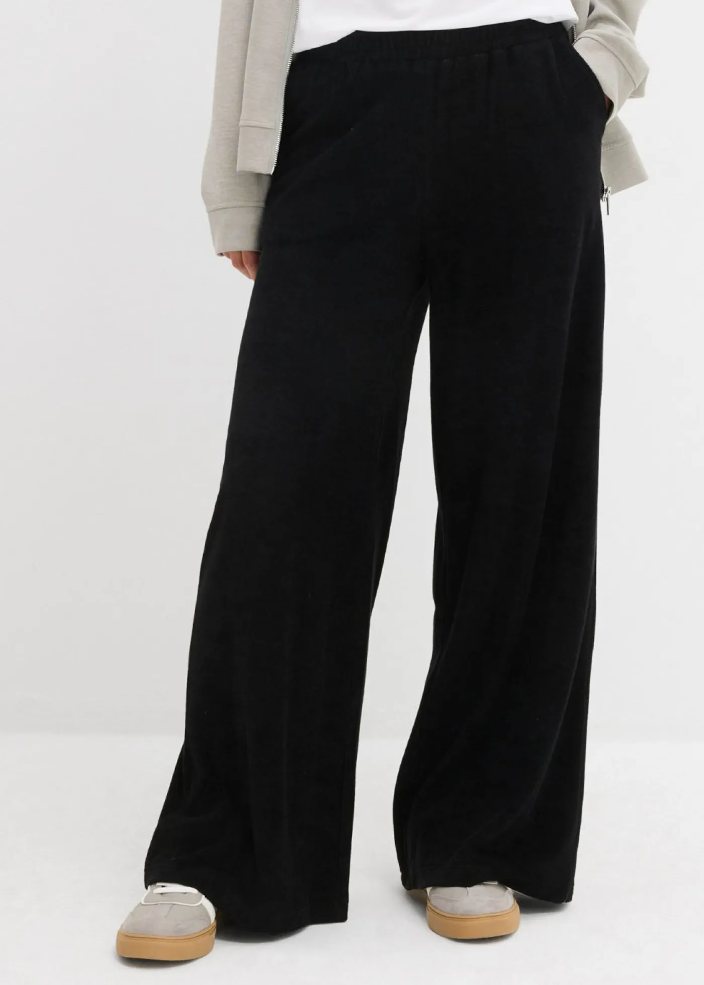 bonprix bonprix Básicos|Pantalones>Pantalón de felpa de punto Negro