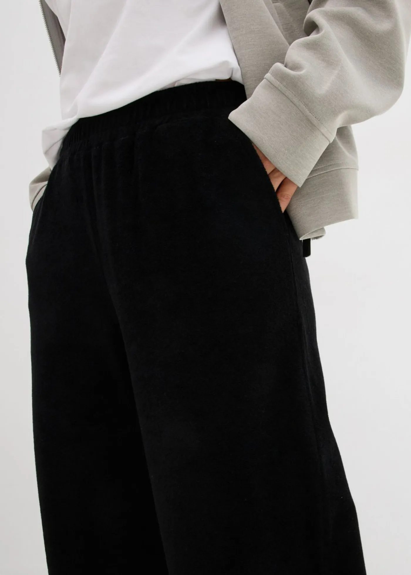 bonprix bonprix Básicos|Pantalones>Pantalón de felpa de punto Negro