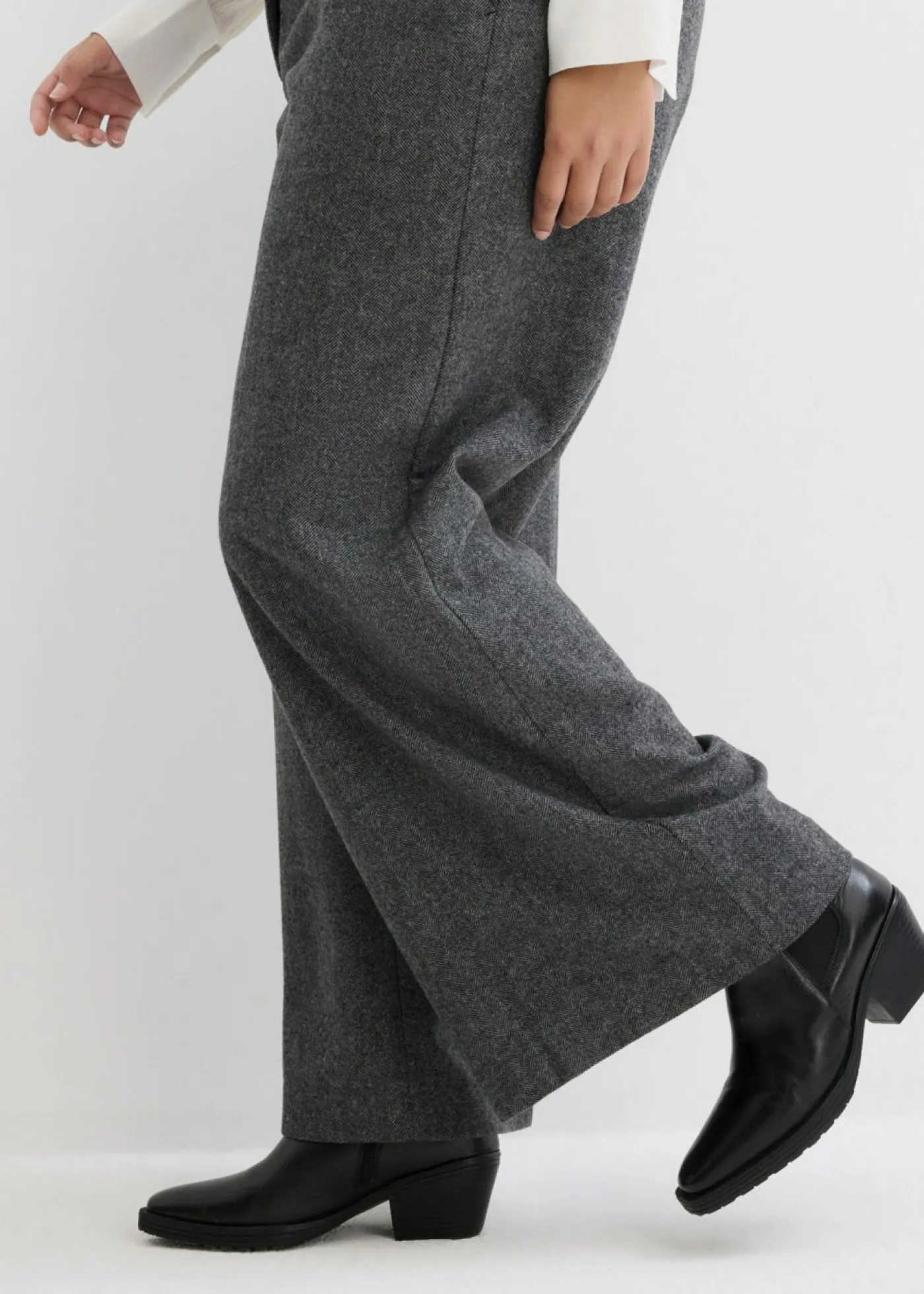 Mujer bonprix bonprix Pantalón de lana con patrón de espiga