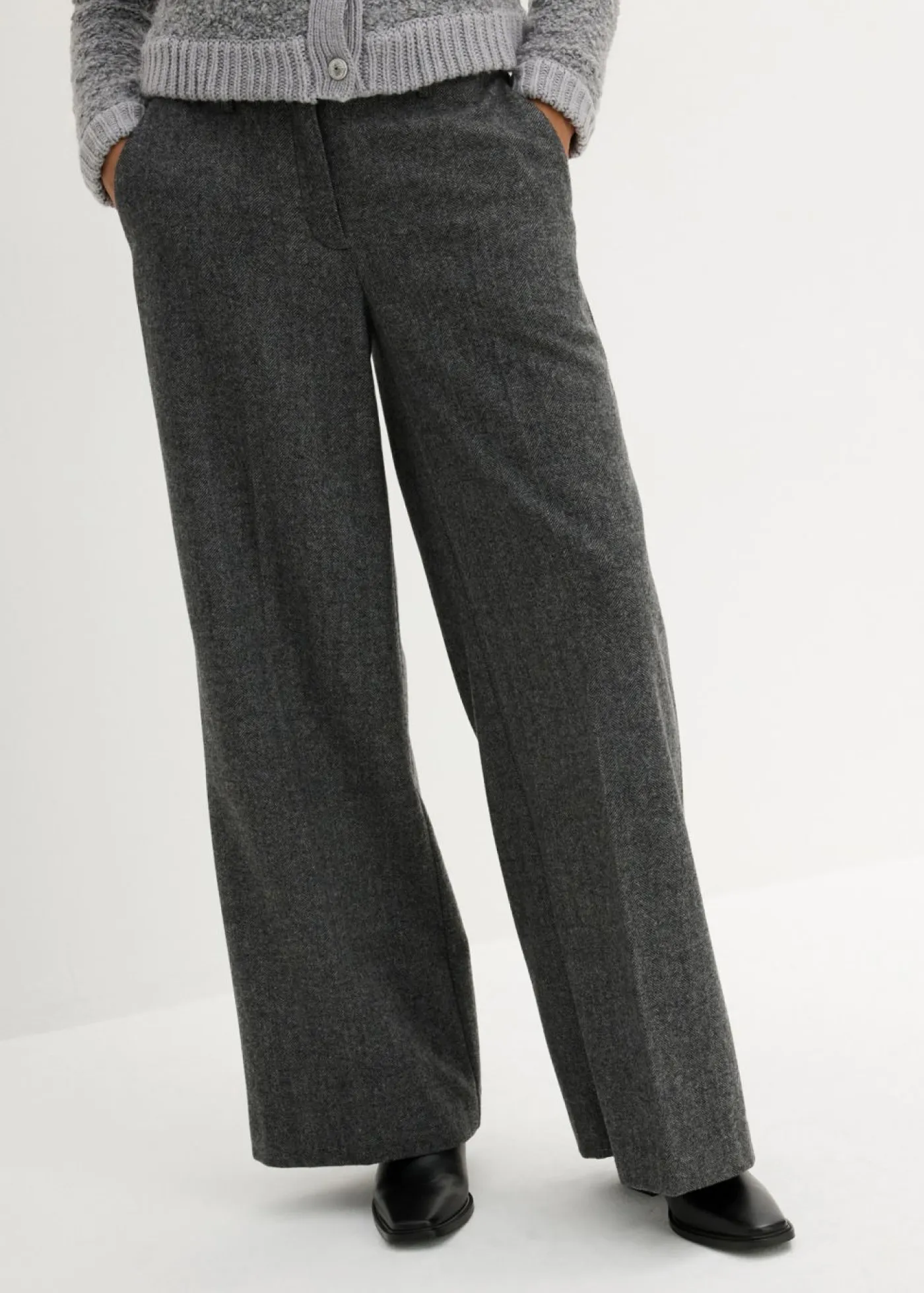 Mujer bonprix bonprix Pantalón de lana con patrón de espiga