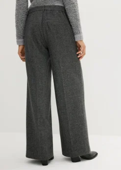 Mujer bonprix bonprix Pantalón de lana con patrón de espiga