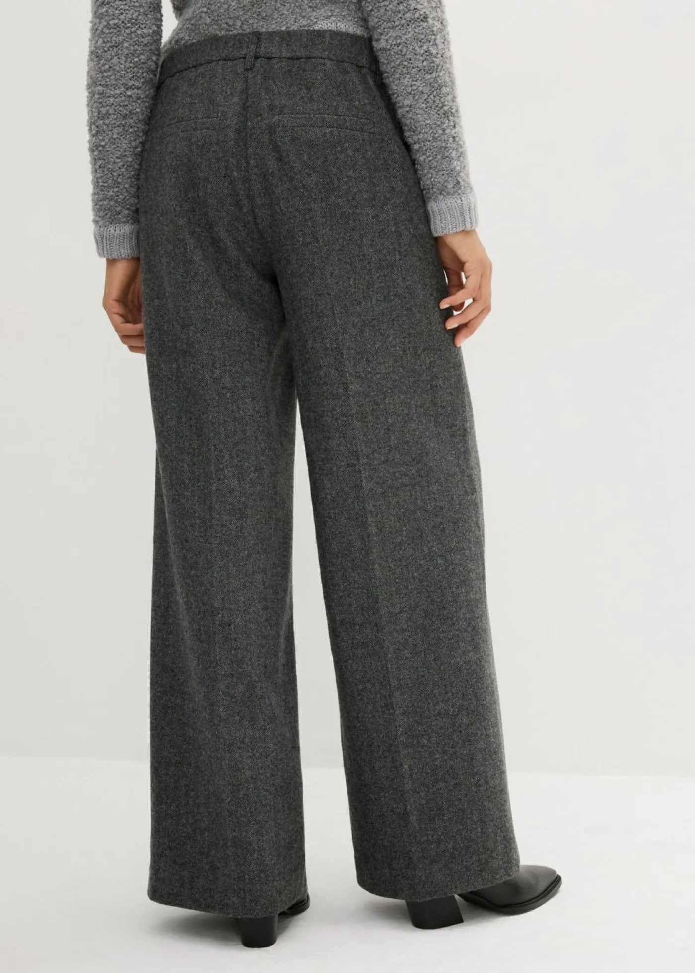 Mujer bonprix bonprix Pantalón de lana con patrón de espiga