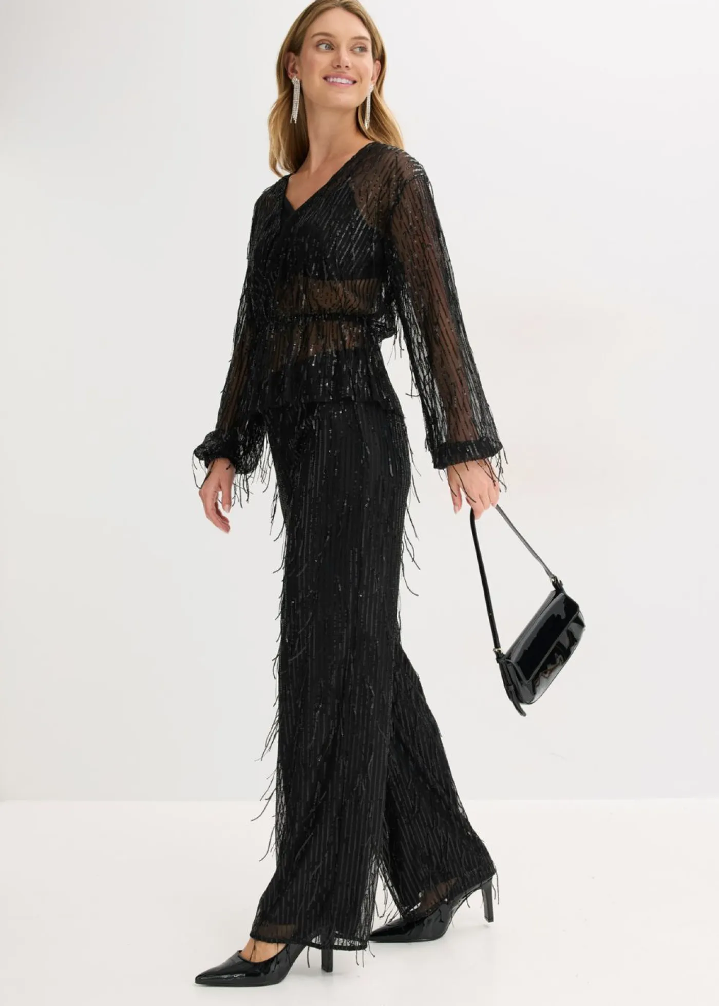 Mujer bonprix bonprix Pantalón de lentejuelas con flecos