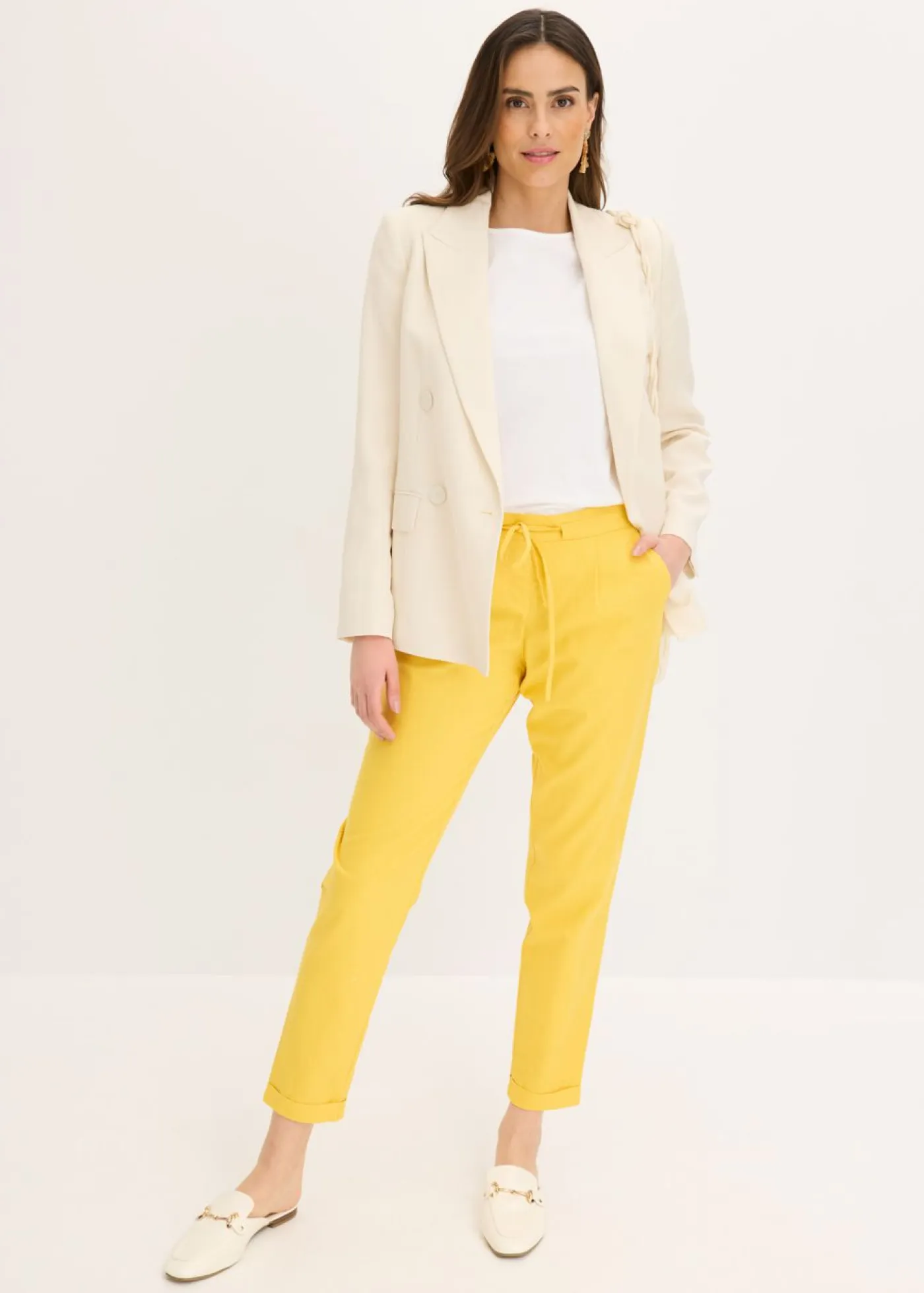 bonprix bonprix Pantalones|Novedades>Pantalón de lino curry limón