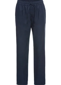 bonprix bonprix Pantalones>Pantalón de lino con cintura elástica Azul marino
