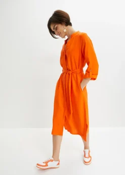 Mujer bonprix bonprix Pantalón de mezcla de lino y viscosa con talle alto y pernera corta