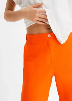 Mujer bonprix bonprix Pantalón de mezcla de lino y viscosa con talle alto y pernera corta