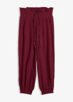 Mujer bonprix bonprix Pantalón de muselina con cintura de nido de abeja