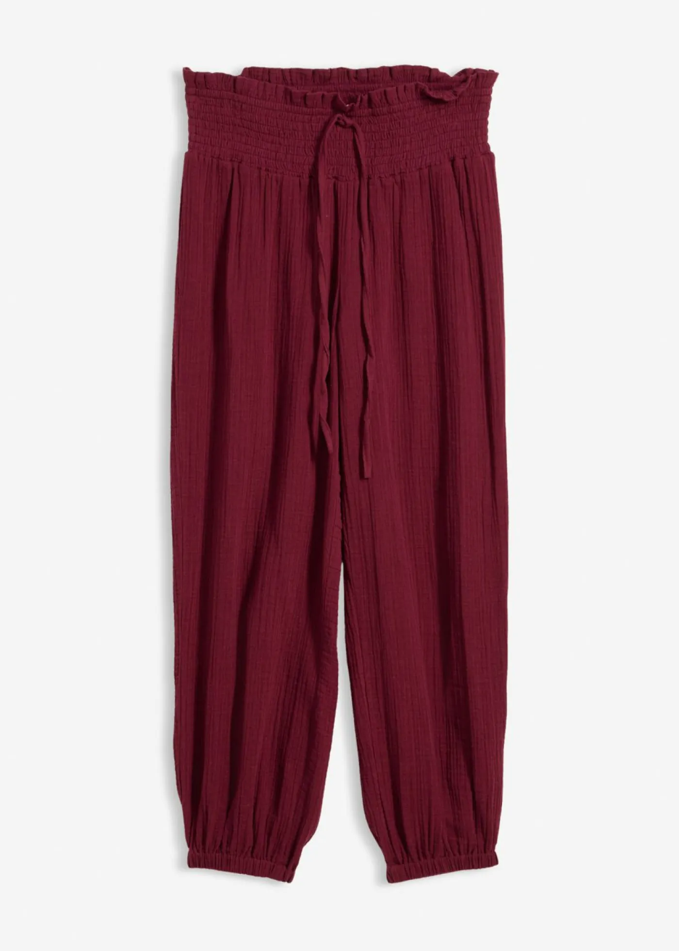 Mujer bonprix bonprix Pantalón de muselina con cintura de nido de abeja