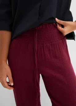 Mujer bonprix bonprix Pantalón de muselina con cintura de nido de abeja