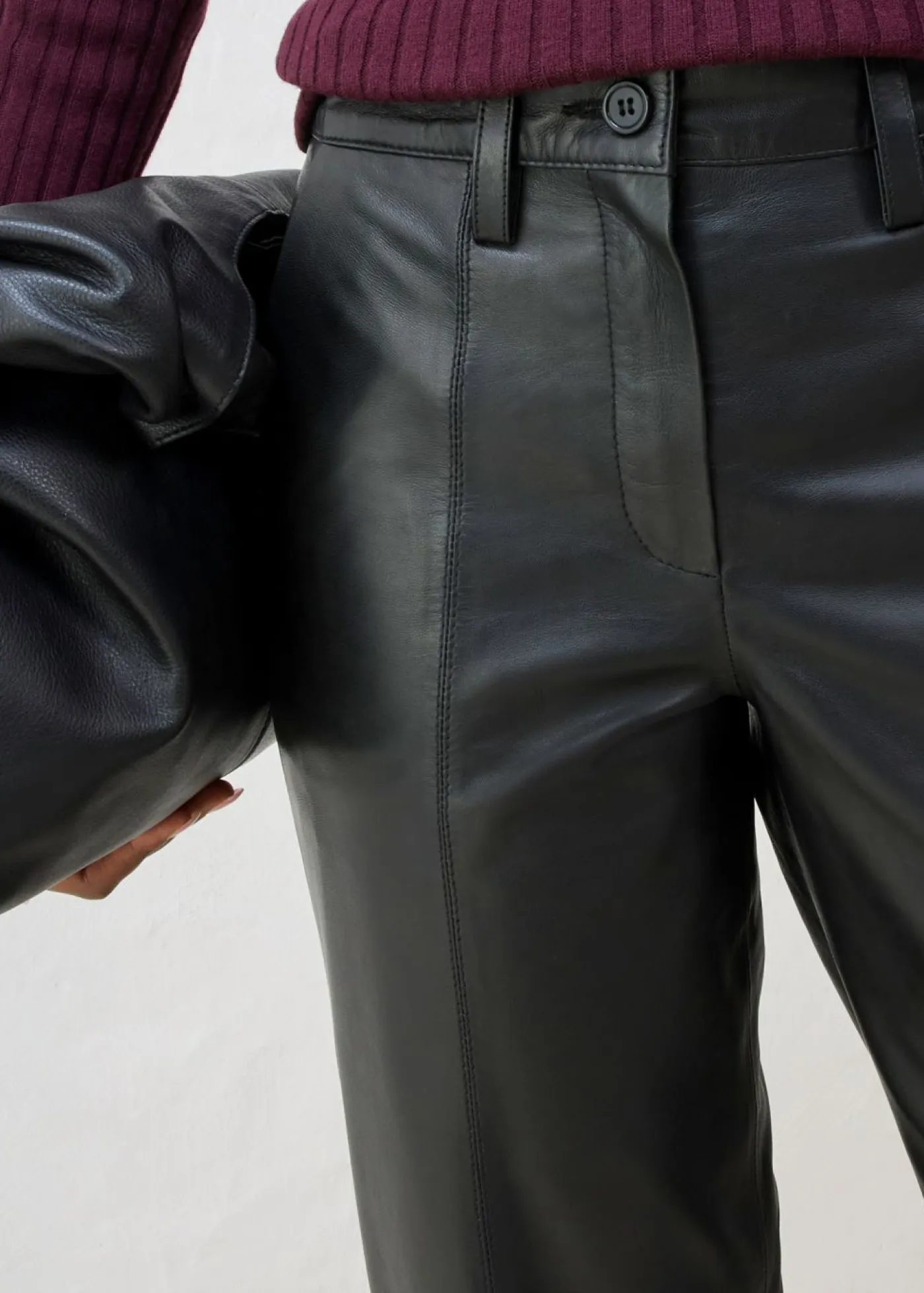 bonprix bonprix Premium|Pantalones>Pantalón de napa de cordero Negro