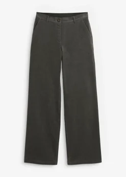 bonprix bonprix Pantalones>Pantalón de pana de algodón orgánico con elástico Gris oscuro