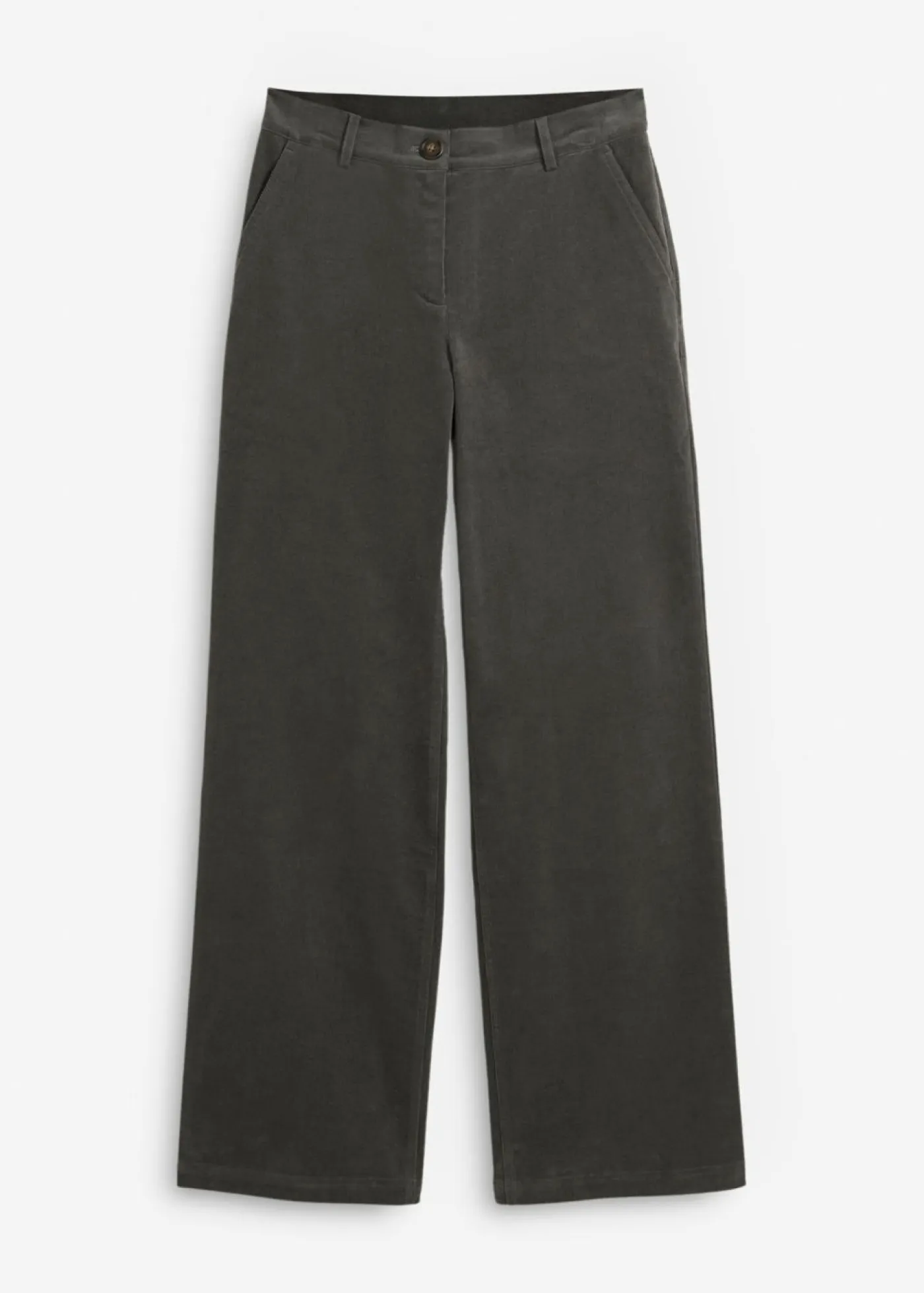 bonprix bonprix Pantalones>Pantalón de pana de algodón orgánico con elástico Gris oscuro