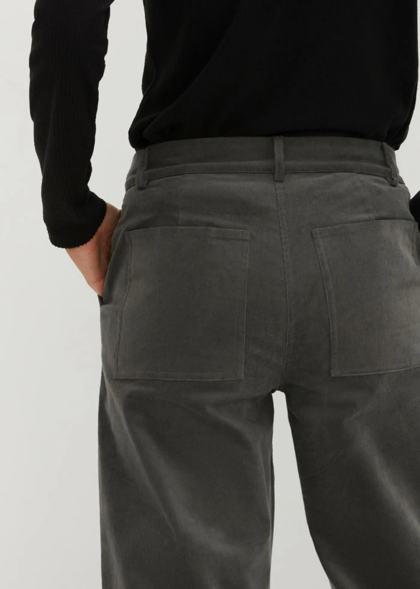 bonprix bonprix Pantalones>Pantalón de pana de algodón orgánico con elástico Gris oscuro