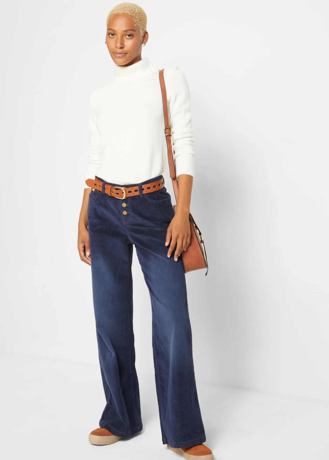 Mujer bonprix bonprix Pantalón de pana de algodón con elástico