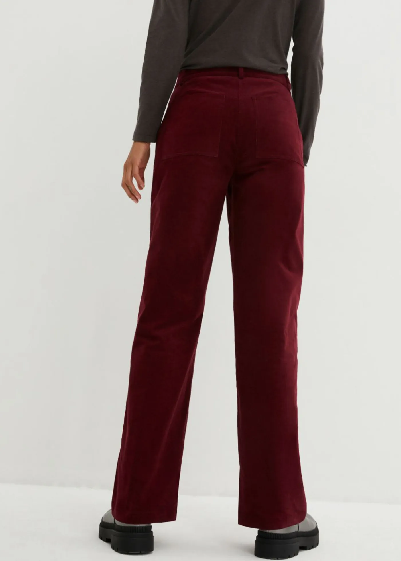 bonprix bonprix Pantalones>Pantalón de pana de algodón orgánico con elástico rojo avellana