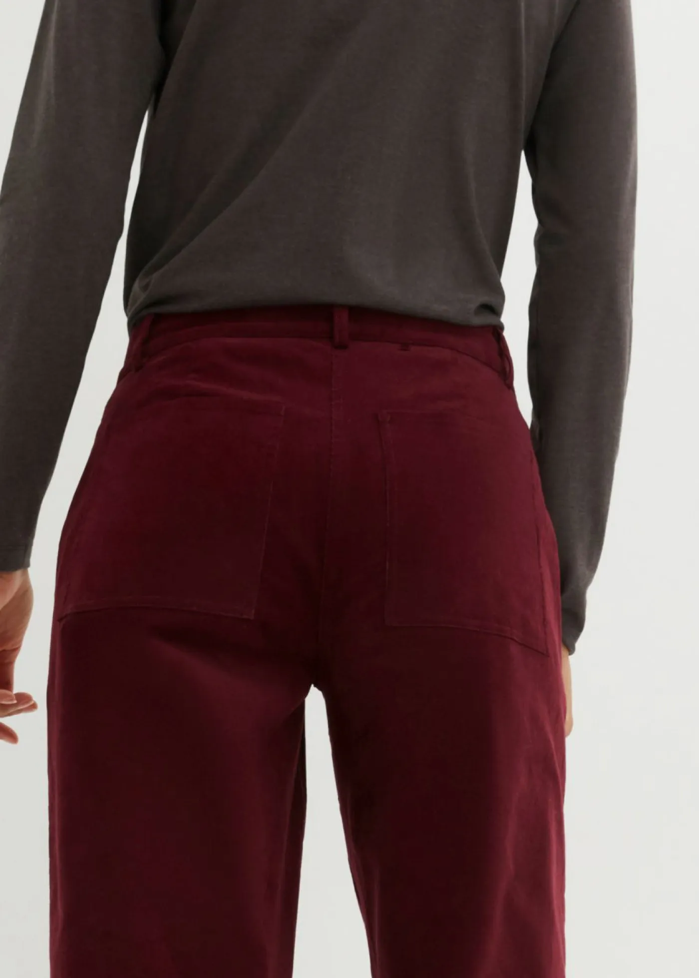 bonprix bonprix Pantalones>Pantalón de pana de algodón orgánico con elástico rojo avellana