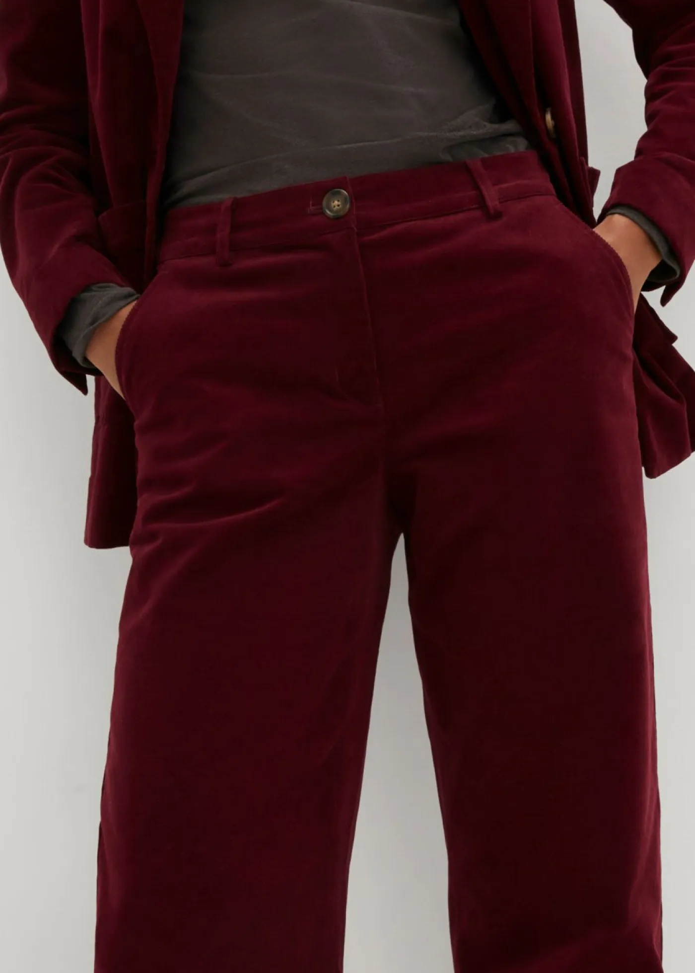bonprix bonprix Pantalones>Pantalón de pana de algodón orgánico con elástico rojo avellana
