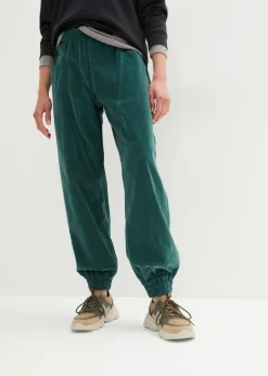 bonprix bonprix Pantalones>Pantalón de pana de mezcla de algodón verde mate