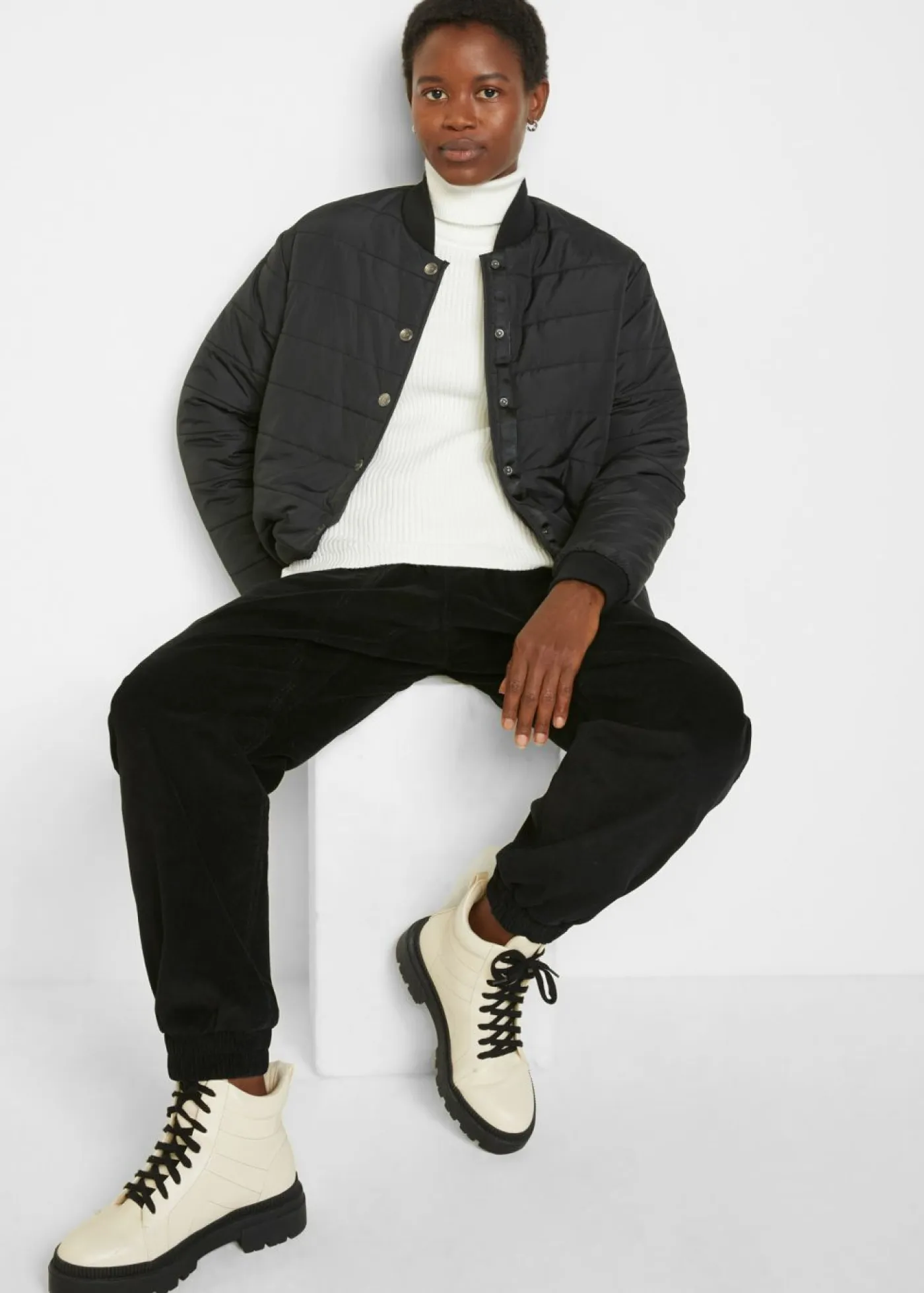 Mujer bonprix bonprix Pantalón de pana de mezcla de algodón