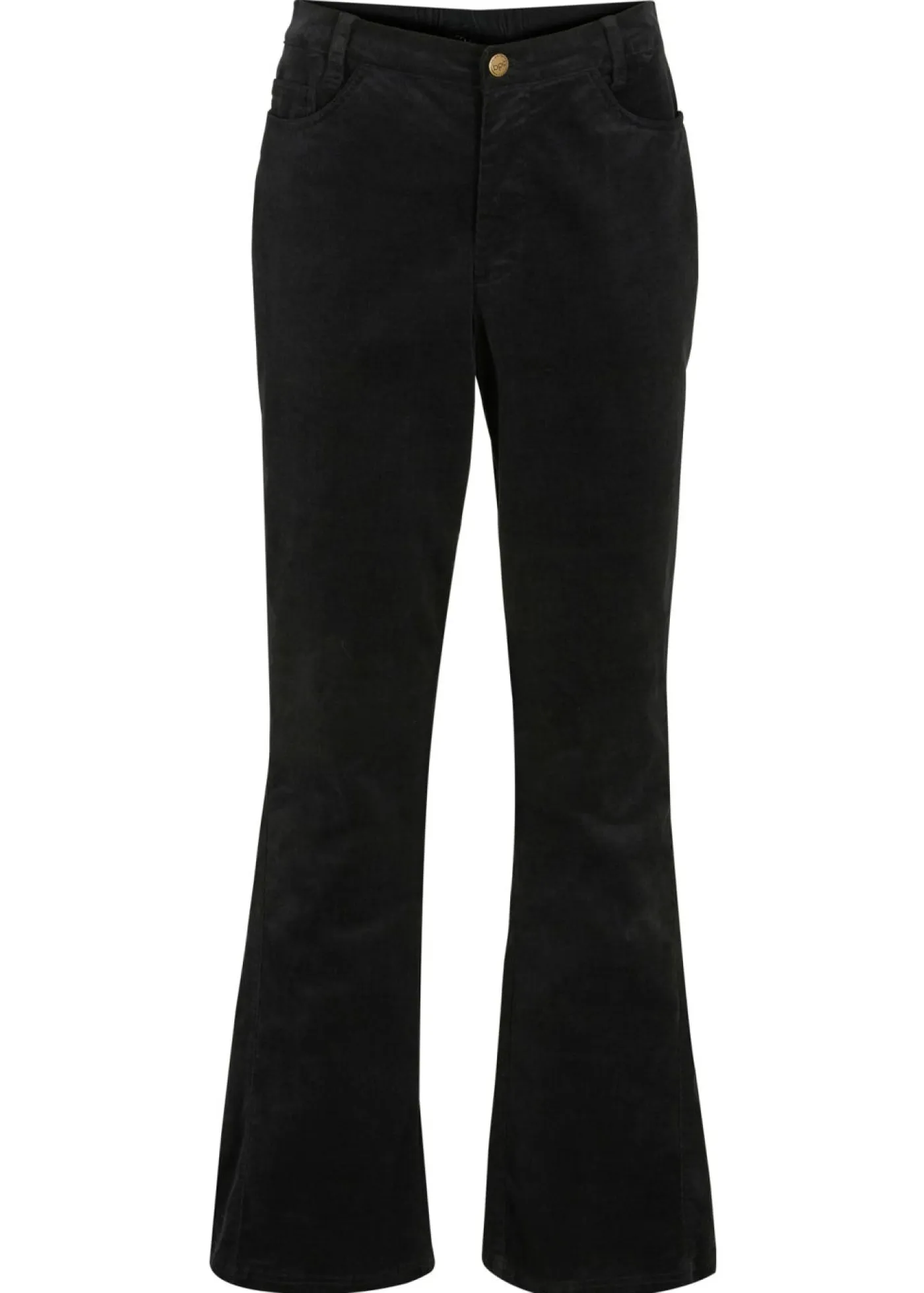 bonprix bonprix Pantalones>Pantalón de pana elástico con cómoda cintura high waist Negro