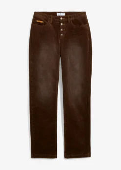 bonprix bonprix Pantalones>Pantalón de pana elástico de corte ancho marrón