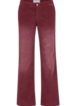 bonprix bonprix Pantalones>Pantalón de pana elástico de corte ancho rojo avellana