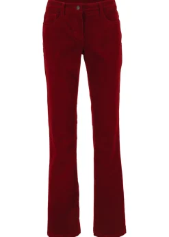 bonprix bonprix Pantalones>Pantalón de pana elástico de corte recto rojo castaño