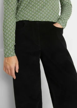Mujer bonprix bonprix Pantalón de pana elástico y ancho, high waist