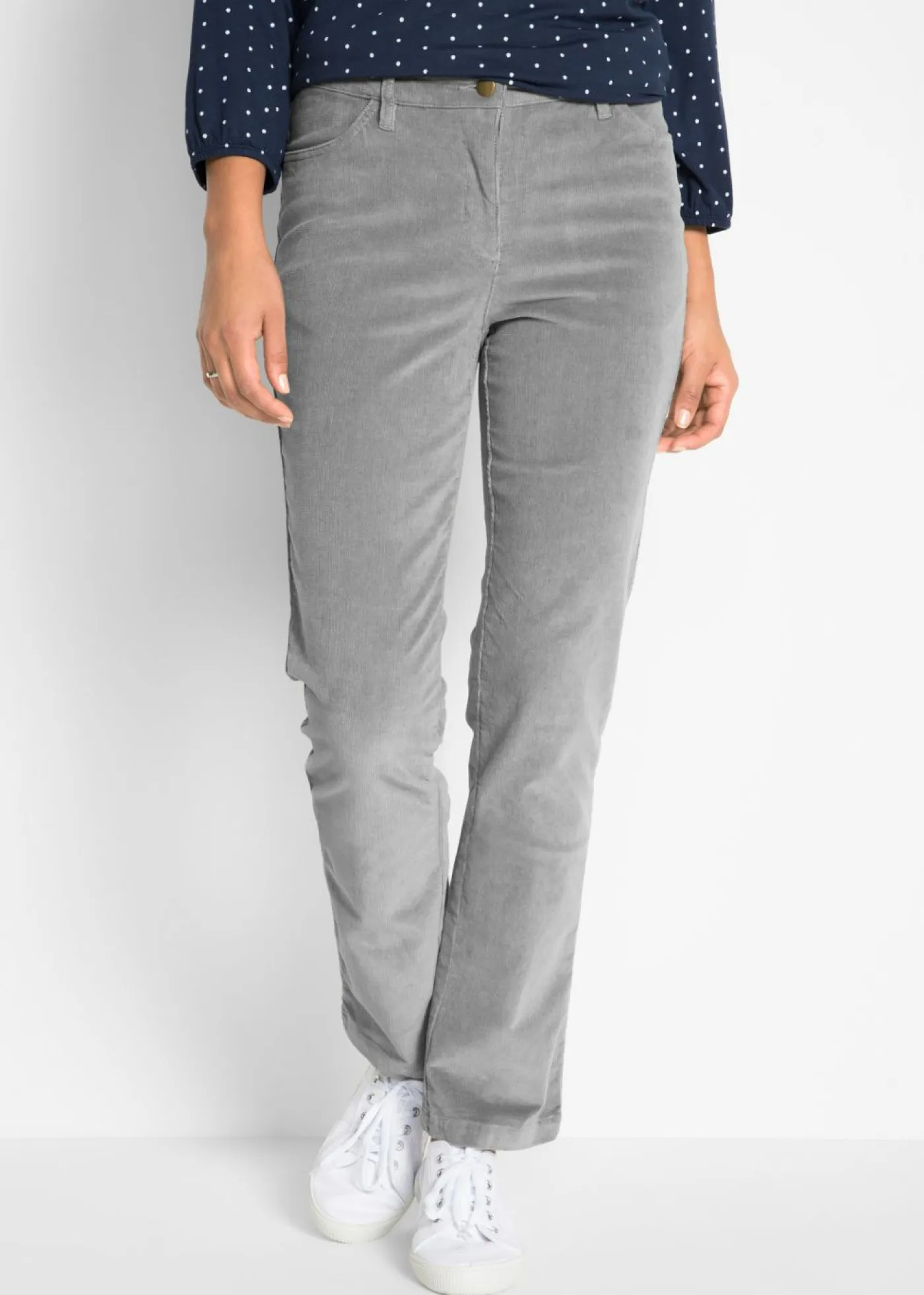 bonprix bonprix Pantalones>Pantalón de pana elásticos, straight Gris