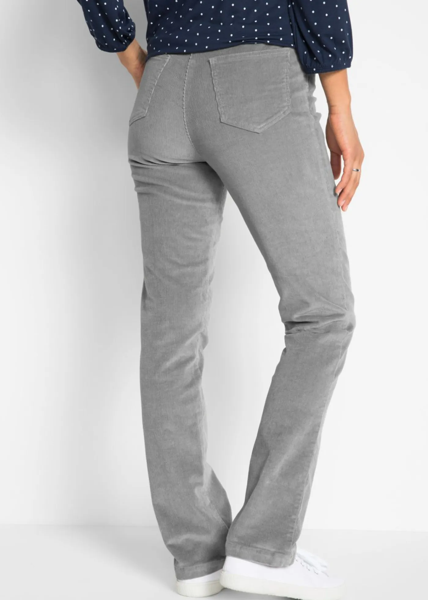 bonprix bonprix Pantalones>Pantalón de pana elásticos, straight Gris