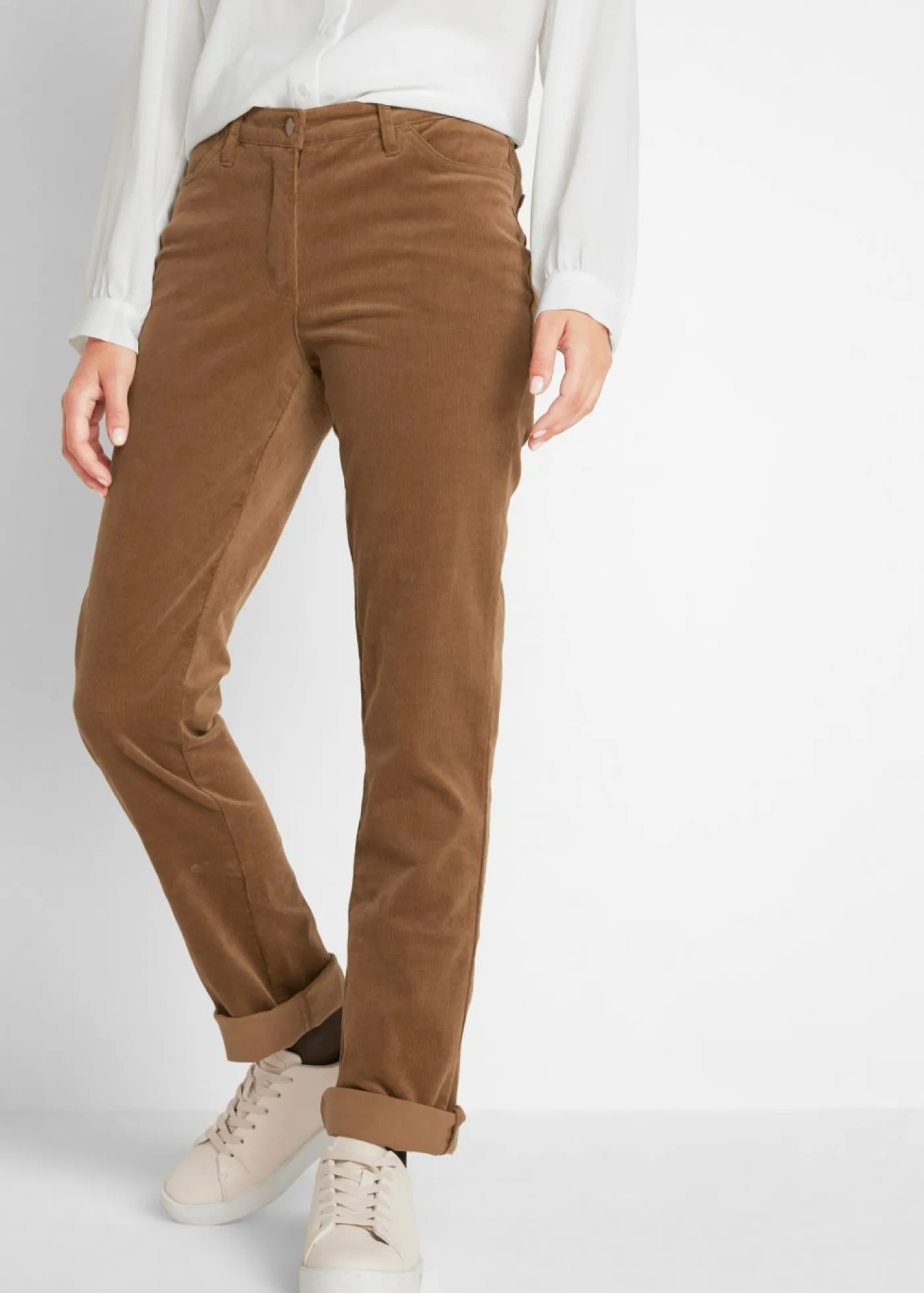 bonprix bonprix Pantalones>Pantalón de pana elásticos, straight bronceado