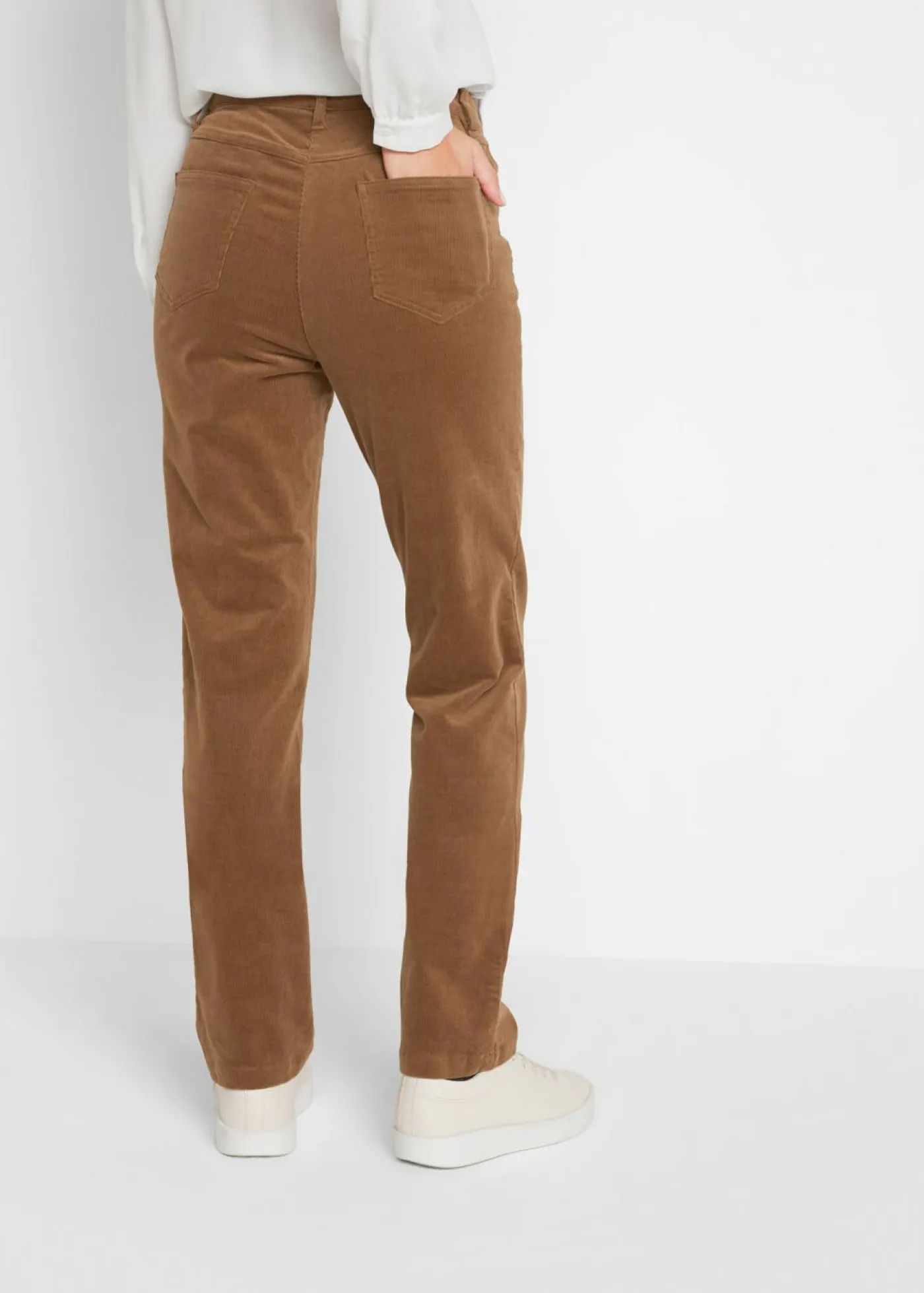 bonprix bonprix Pantalones>Pantalón de pana elásticos, straight bronceado