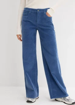 bonprix bonprix Pantalones>Pantalón de pana en mezcla de algodón elástico Azul vaquero