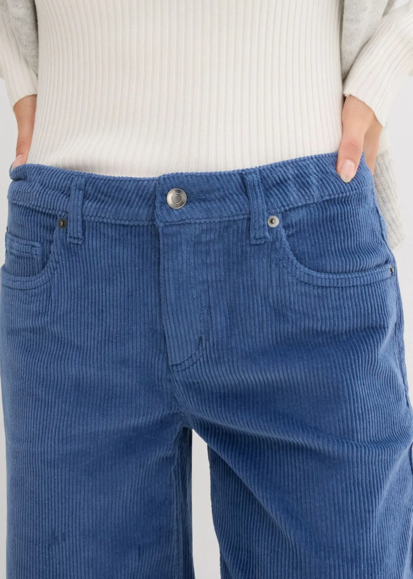 bonprix bonprix Pantalones>Pantalón de pana en mezcla de algodón elástico Azul vaquero