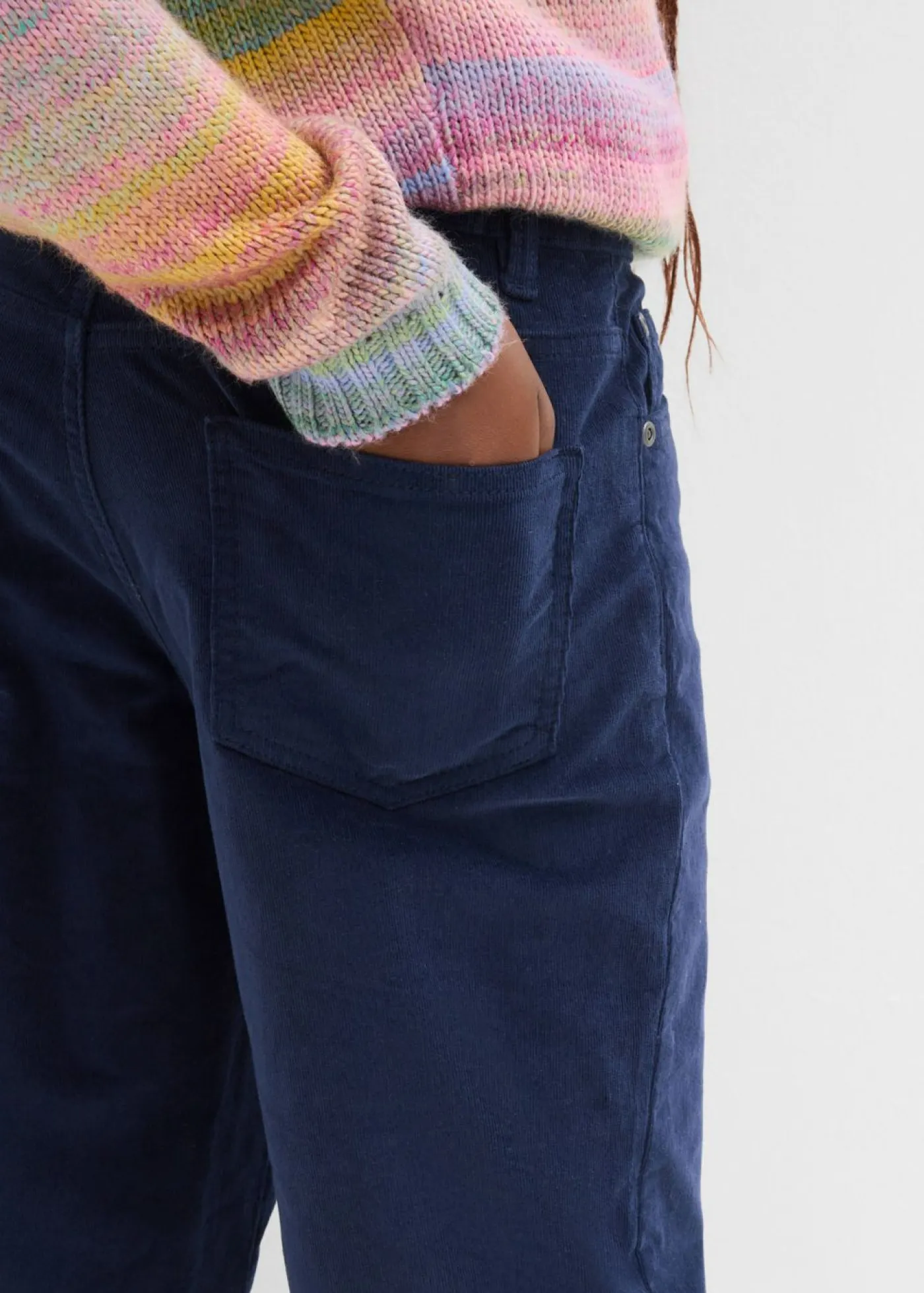 bonprix bonprix Ropa 9 A 16 Años·Pantalones Y Leggings>Pantalón de pana suave de algodón orgánico reciclable y elástico Azul marino