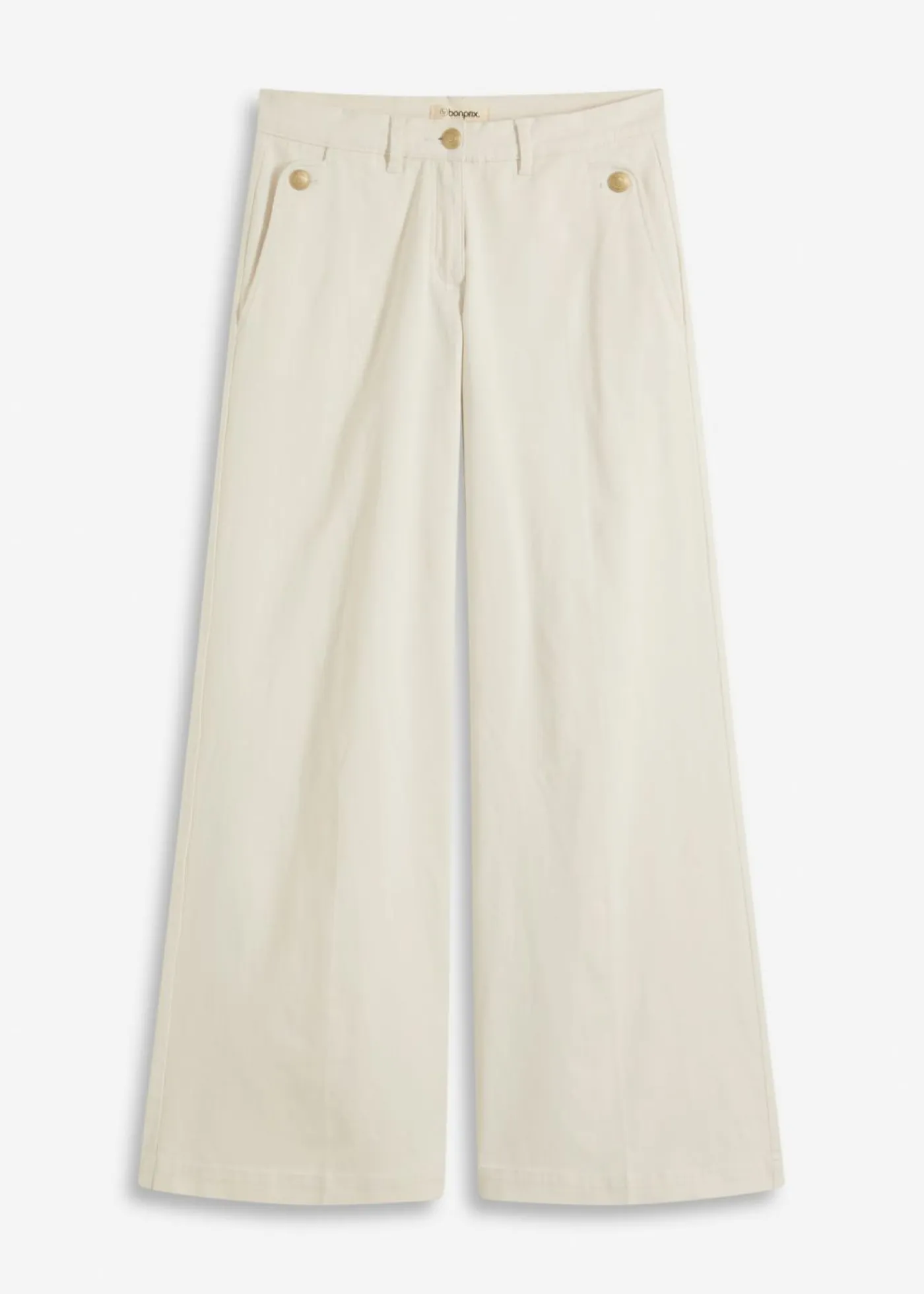 bonprix bonprix Pantalones>Pantalón de pernera ancha con elástico Beige natural