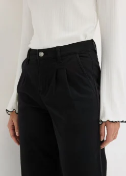 Mujer bonprix bonprix Pantalón de pernera ancha con cinturilla cómoda y pinzas